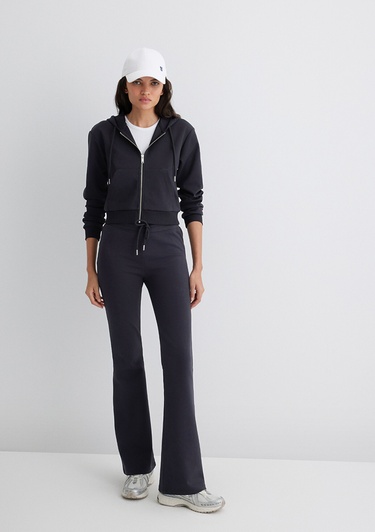  Mavi İspanyol Paça Siyah İnterlok Eşofman Altı 1011077-900