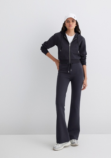  Mavi İspanyol Paça Siyah İnterlok Eşofman Altı 1011077-900