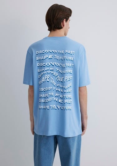 Mavi Baskılı Mavi Tişört Loose Fit / Bol Rahat Kesim 0612810-85440