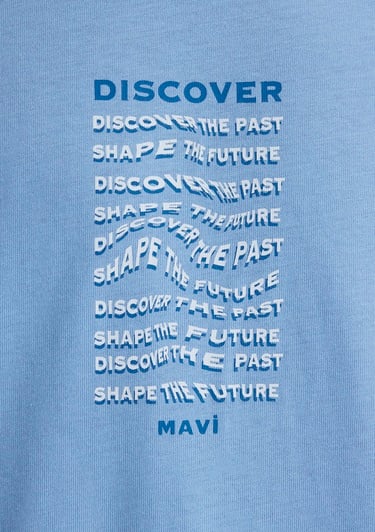  Mavi Baskılı Mavi Tişört Loose Fit / Bol Rahat Kesim 0612810-85440