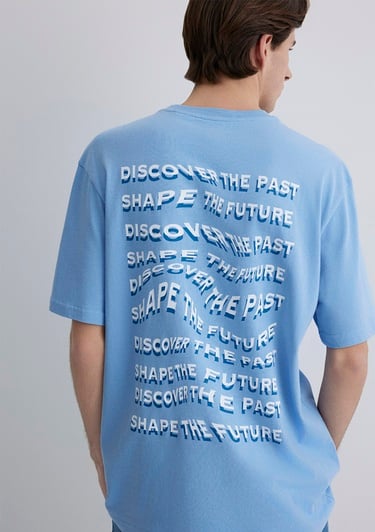  Mavi Baskılı Mavi Tişört Loose Fit / Bol Rahat Kesim 0612810-85440