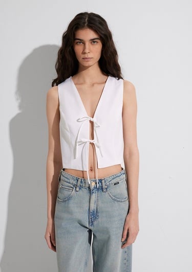  Mavi Ekru Keten Bluz 1211103-70057