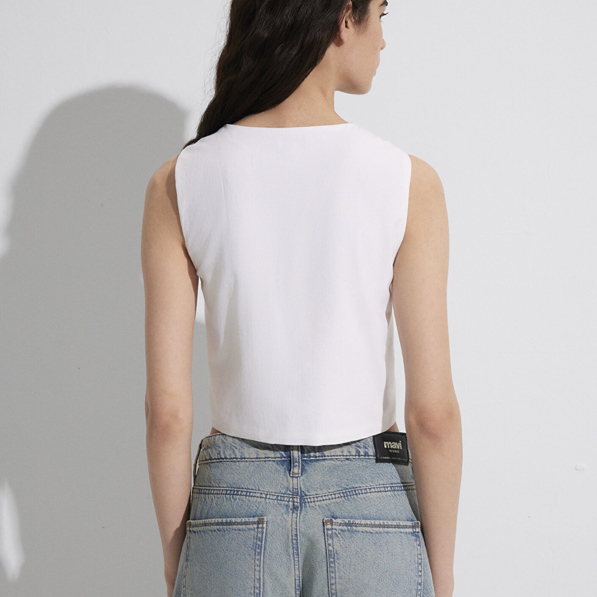 Mavi Ekru Keten Bluz 1211103-70057