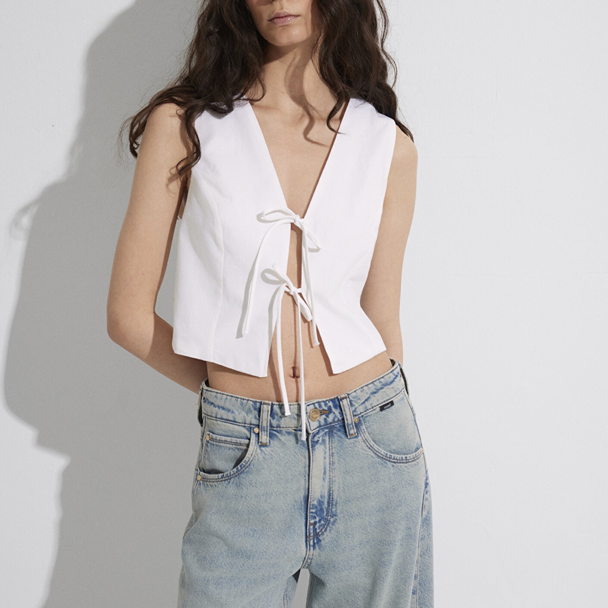 Mavi Ekru Keten Bluz 1211103-70057