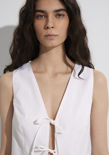  Mavi Ekru Keten Bluz 1211103-70057