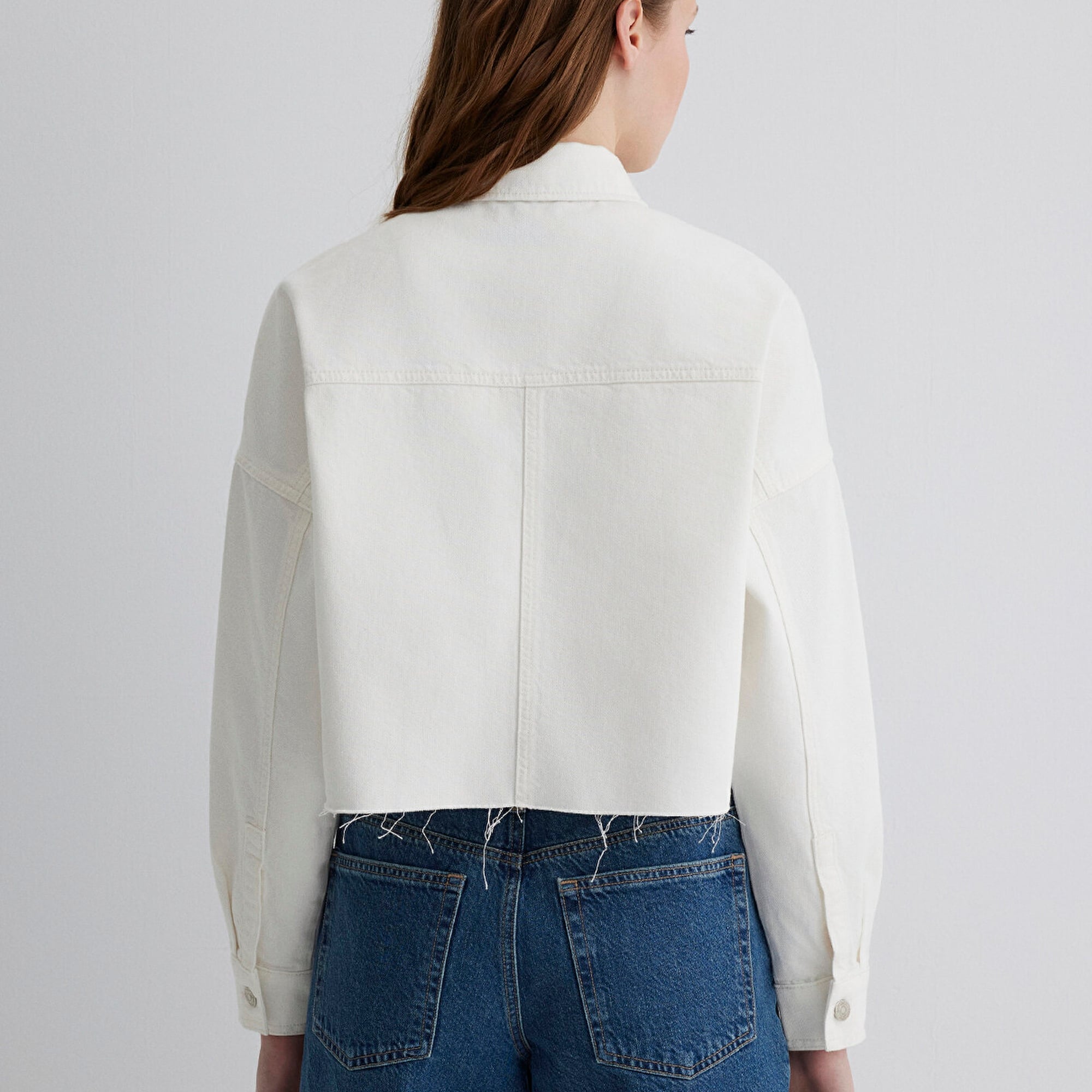 Mavi Vivi 90lar Beyaz Jean Gömlek Crop / Kısa Kesim 1210244-86440