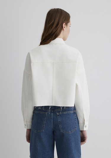  Mavi Vivi 90lar Beyaz Jean Gömlek Crop / Kısa Kesim 1210244-86440