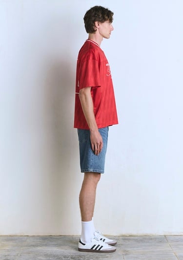  Mavi Barcelona Baskılı Kırmızı Forma Tişört Oversize / Geniş Kesim 0612712-70471