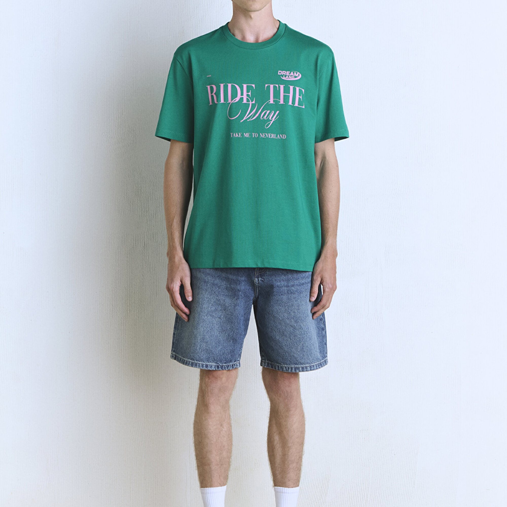 Mavi Ride the Way Baskılı Yeşil Tişört Loose Fit / Bol Rahat Kesim 0612781-71877