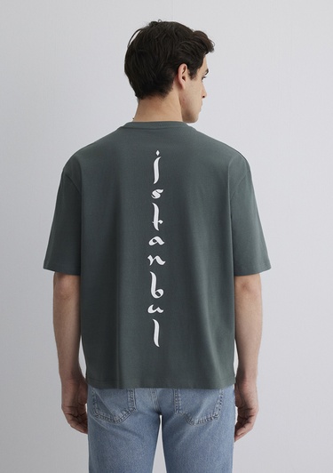  Mavi İstanbul Baskılı Yeşil Tişört Relaxed Fit / Rahat Kesim 0612999-71598