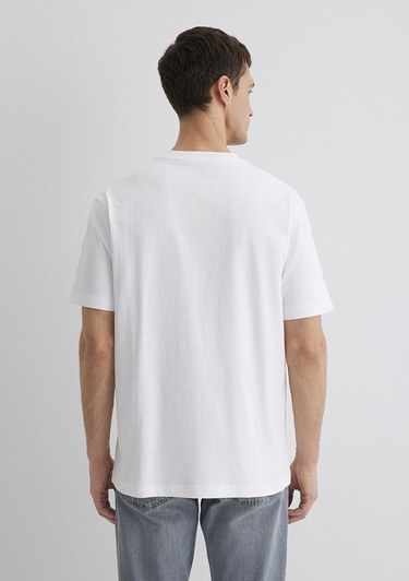  Mavi İstanbul Baskılı Beyaz Tişört Loose Fit / Bol Rahat Kesim 0613002-620