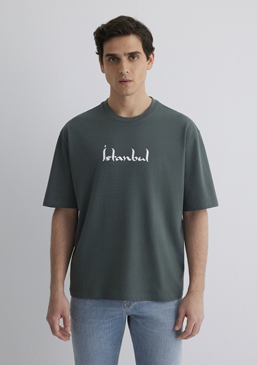  Mavi İstanbul Baskılı Yeşil Tişört Relaxed Fit / Rahat Kesim 0612999-71598