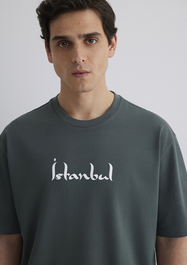  Mavi İstanbul Baskılı Yeşil Tişört Relaxed Fit / Rahat Kesim 0612999-71598