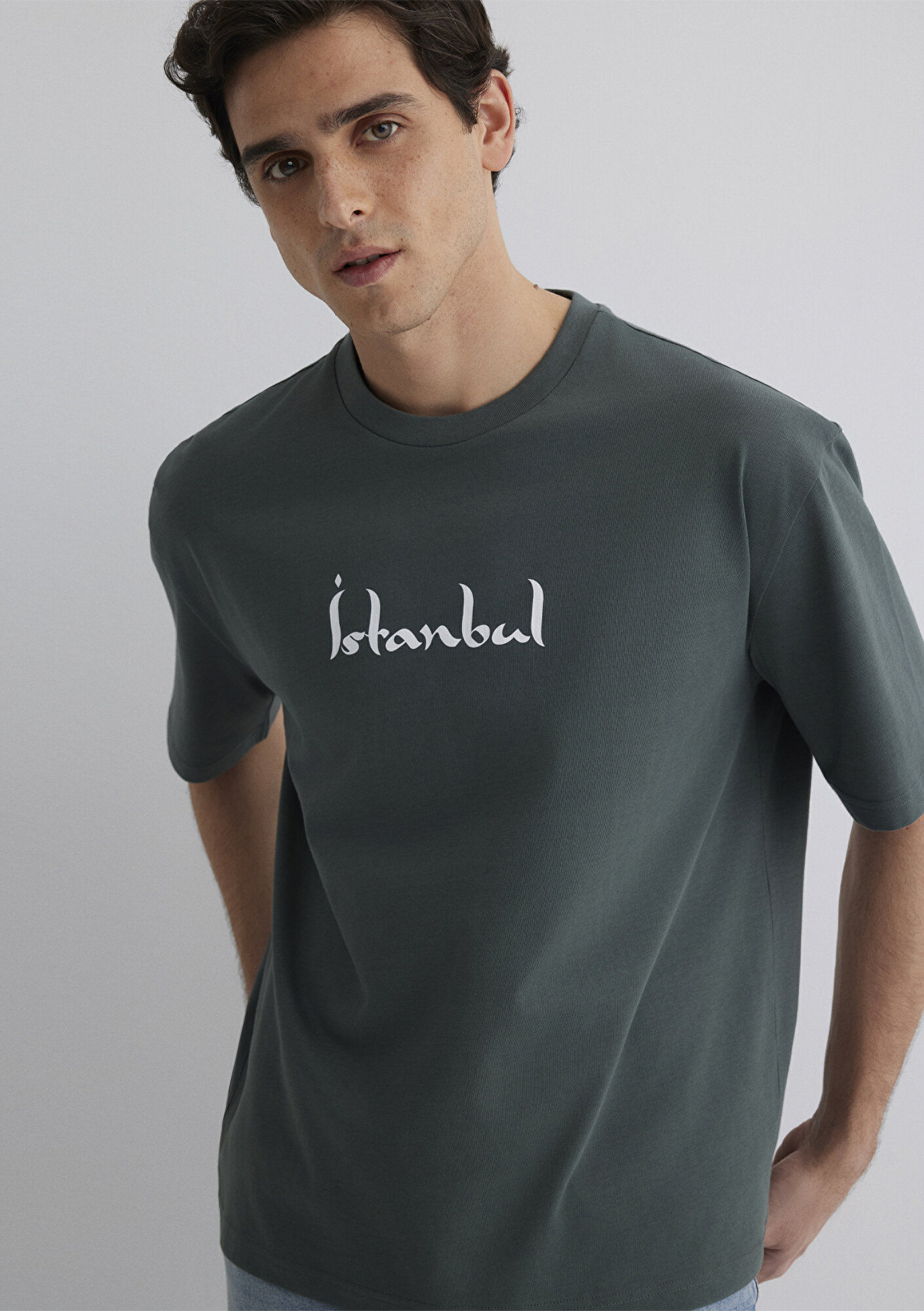  Mavi İstanbul Baskılı Yeşil Tişört Relaxed Fit / Rahat Kesim 0612999-71598