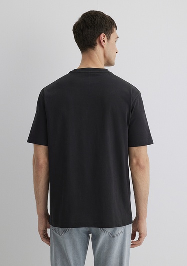  Mavi İstanbul Baskılı Siyah Tişört Loose Fit / Bol Rahat Kesim 0613002-71379