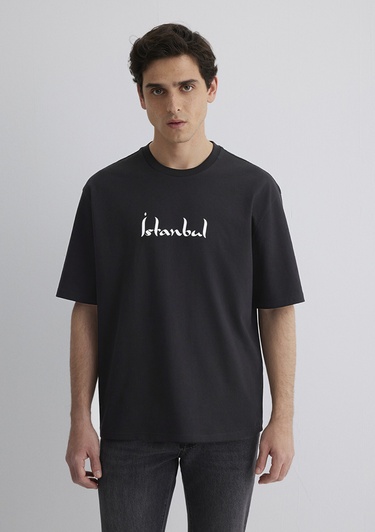  Mavi İstanbul Baskılı Siyah Tişört Relaxed Fit / Rahat Kesim 0612999-900