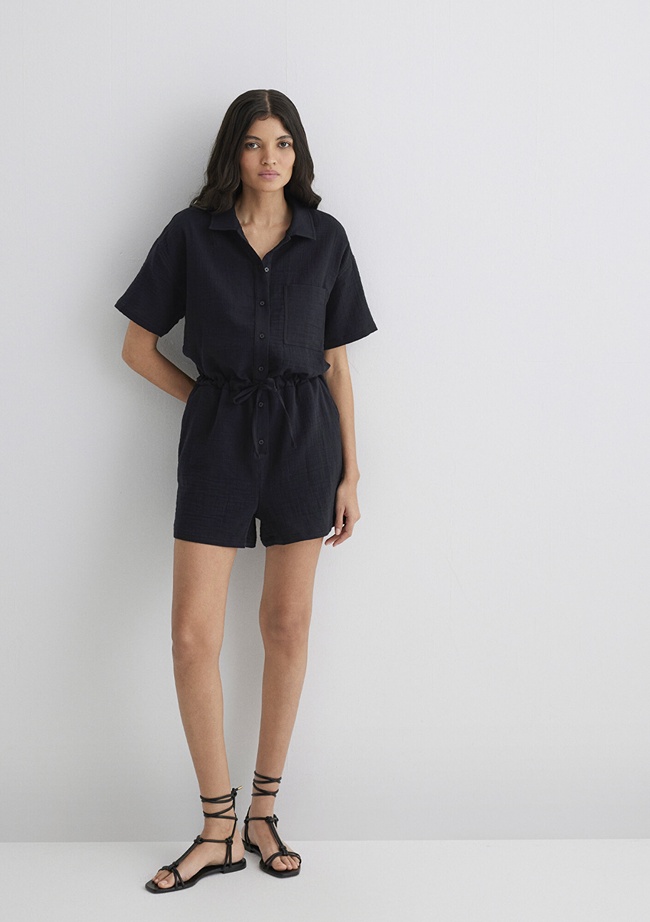  Mavi Siyah Tulum 1011058-900