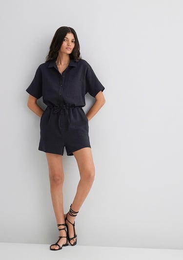  Mavi Siyah Tulum 1011058-900