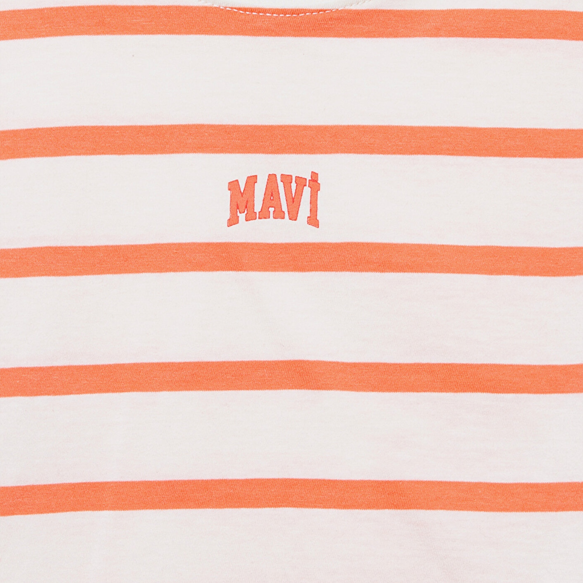 Mavi Mavi Logo Baskılı Turuncu Çizgili Crop Tişört Loose Fit / Bol Rahat Kesim 7610182-89310