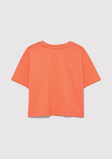  Mavi Mavi Logo Baskılı Turuncu Crop Tişört Loose Fit / Bol Rahat Kesim 7610181-71271