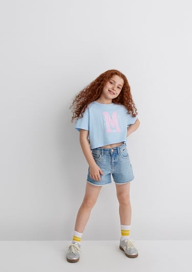  Mavi M Logo Baskılı Mavi Tişört Loose Fit / Bol Rahat Kesim 7610276-80213