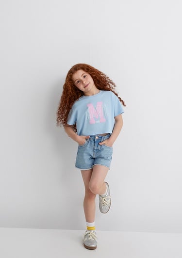  Mavi M Logo Baskılı Mavi Tişört Loose Fit / Bol Rahat Kesim 7610276-80213