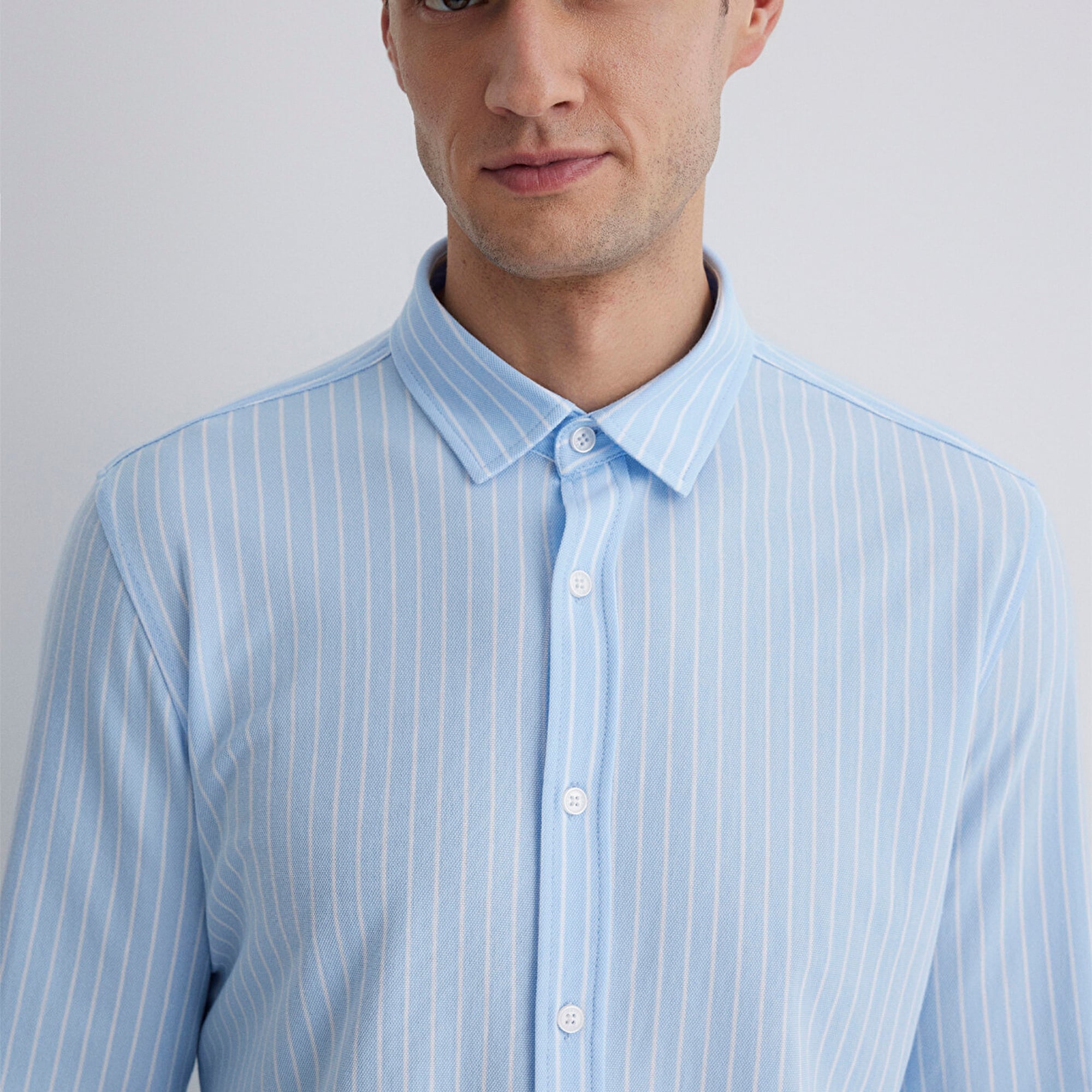 Mavi Çizgili Mavi Gömlek Slim Fit / Dar Kesim 0211404-89506