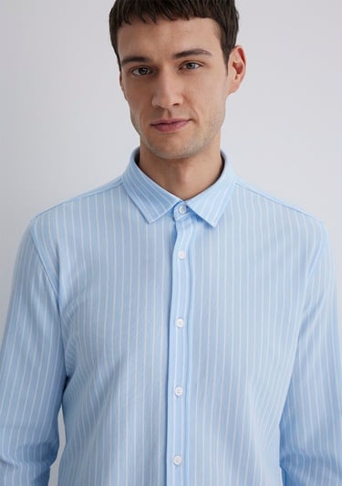  Mavi Çizgili Mavi Gömlek Slim Fit / Dar Kesim 0211404-89506