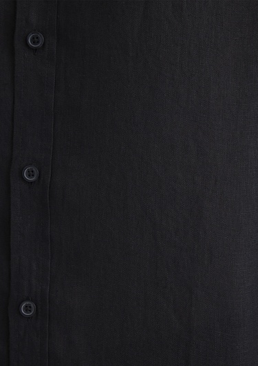  Mavi Siyah Keten Gömlek Slim Fit / Dar Kesim 0211466-900