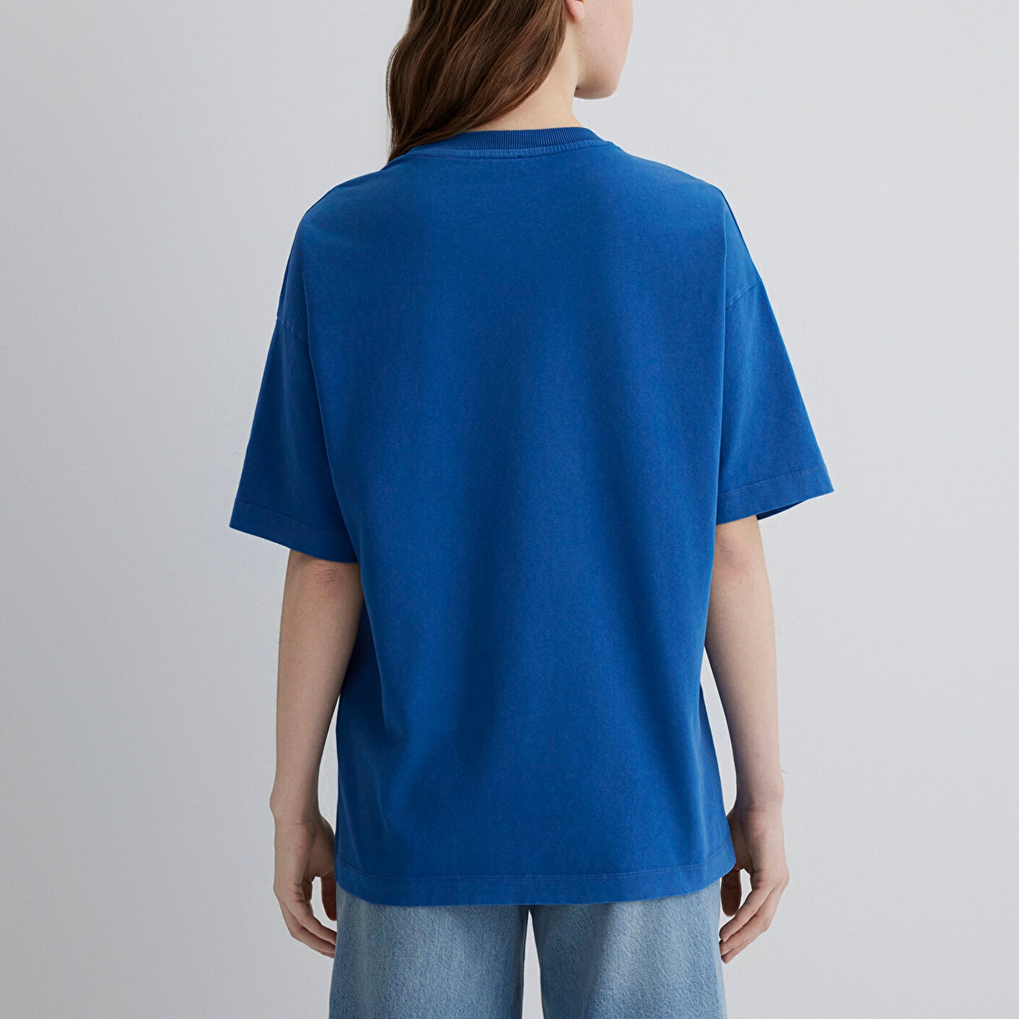 Mavi İstanbul Baskılı Mavi Tişört Oversize / Geniş Kesim 1613219-88121