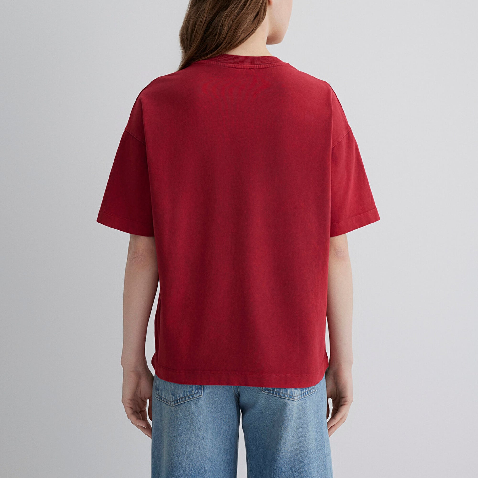 Mavi Paris Baskılı Kırmızı Tişört Oversize / Geniş Kesim 1613218-70464