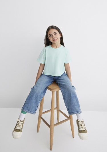  Mavi Mavi Logo Baskılı Yeşil Crop Tişört Loose Fit / Bol Rahat Kesim 7610181-71676