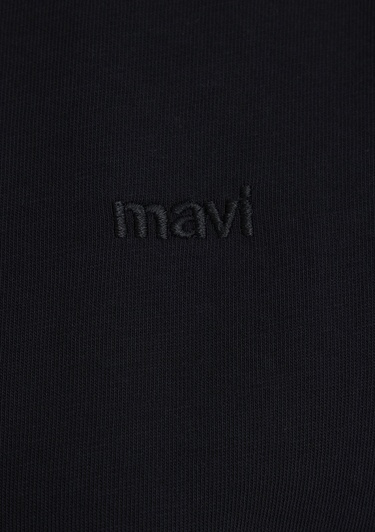  Mavi Mavi Nakışlı Siyah Basic Tişört Loose Fit / Bol Rahat Kesim 1613225-900