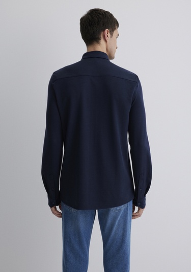  Mavi Liyosel Karışımlı Lacivert Gömlek Slim Fit / Dar Kesim 0211582-70488