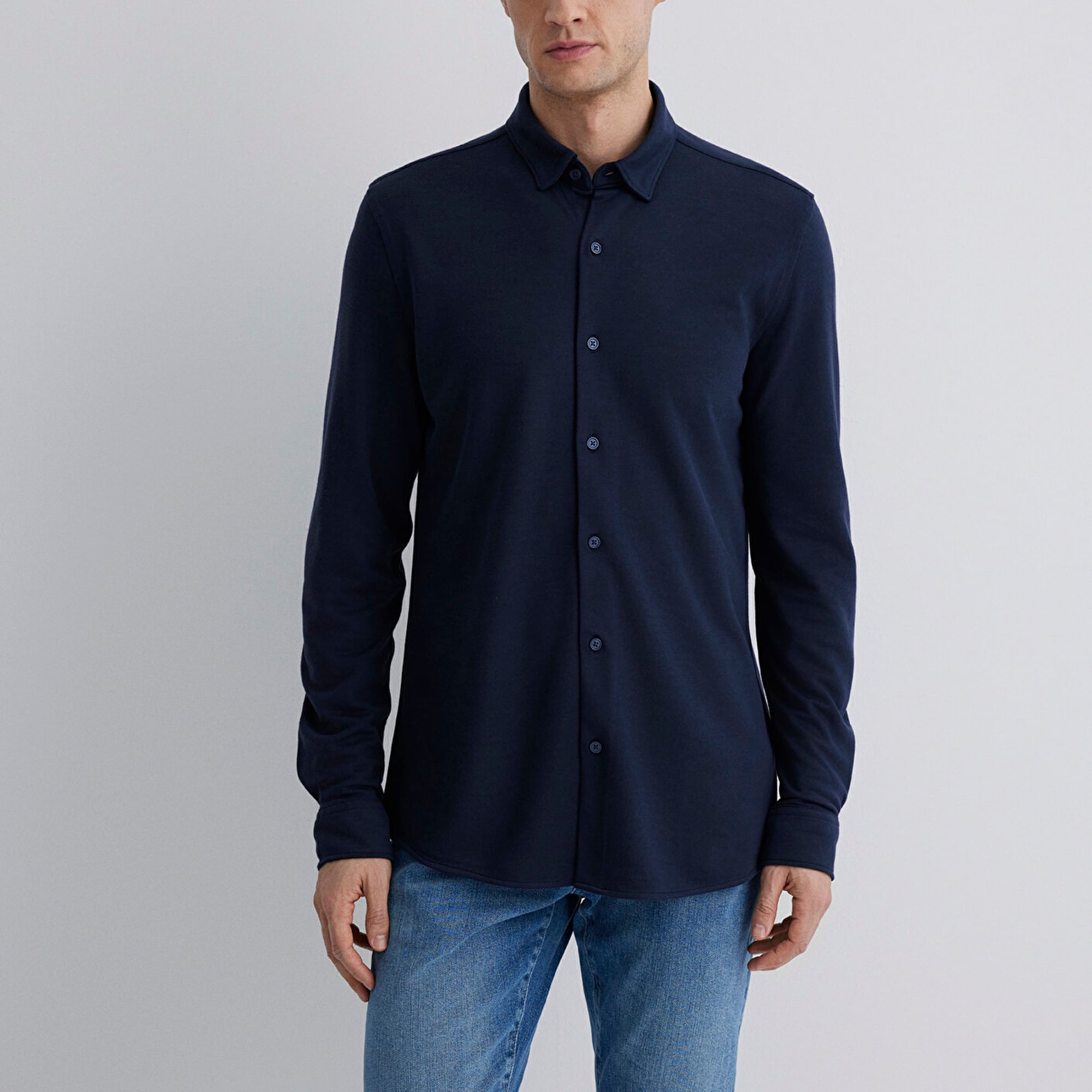 Mavi Liyosel Karışımlı Lacivert Gömlek Slim Fit / Dar Kesim 0211582-70488