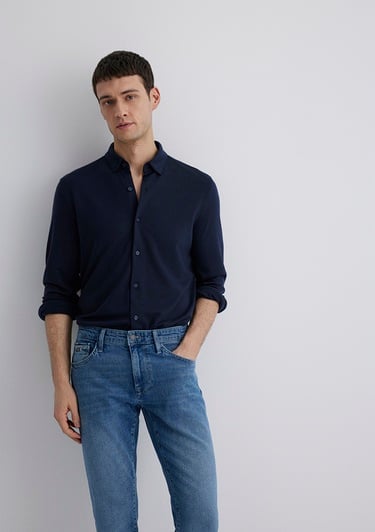  Mavi Liyosel Karışımlı Lacivert Gömlek Slim Fit / Dar Kesim 0211582-70488