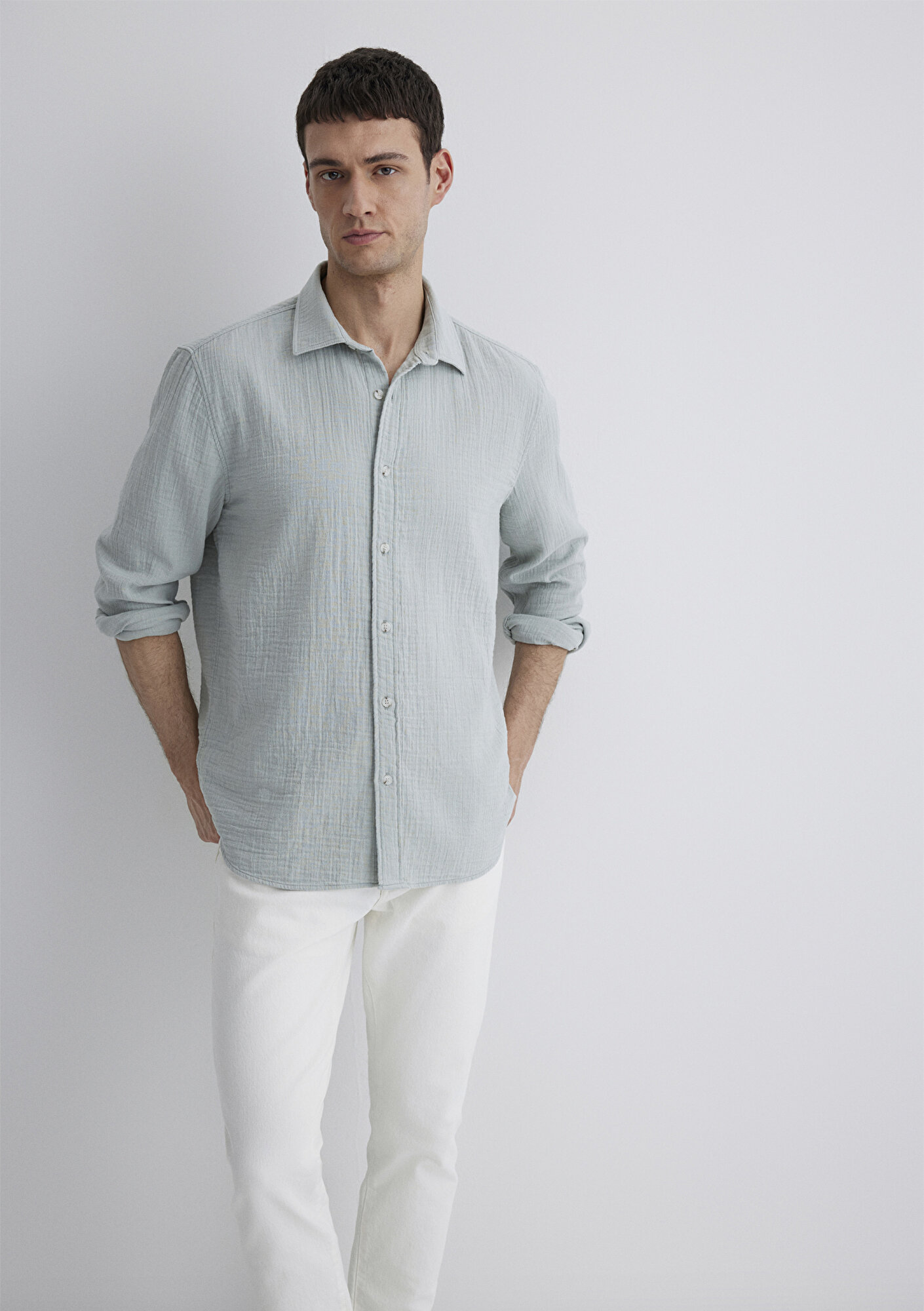  Mavi Gri Gömlek Regular Fit / Normal Kesim 0211518-70148