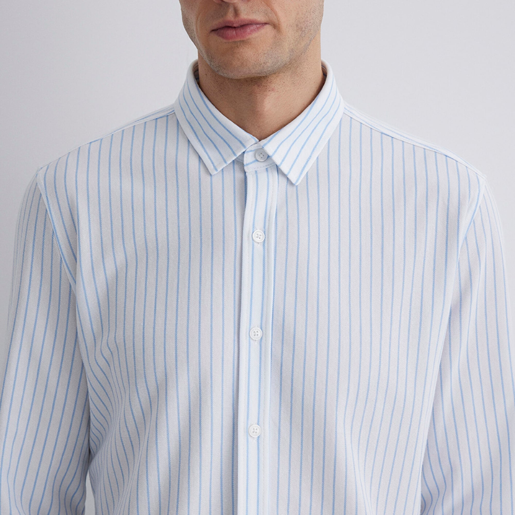 Mavi Çizgili Mavi Gömlek Slim Fit / Dar Kesim 0211403-88654