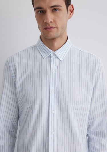 Mavi Çizgili Mavi Gömlek Slim Fit / Dar Kesim 0211403-88654