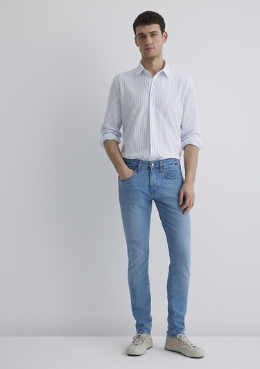  Mavi Çizgili Mavi Gömlek Slim Fit / Dar Kesim 0211403-88654