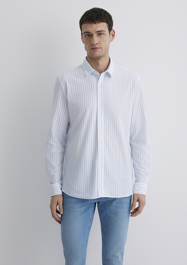  Mavi Çizgili Mavi Gömlek Slim Fit / Dar Kesim 0211403-88654