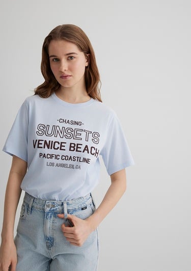  Mavi Baskılı Mavi Tişört Regular Fit / Normal Kesim 1613182-89201