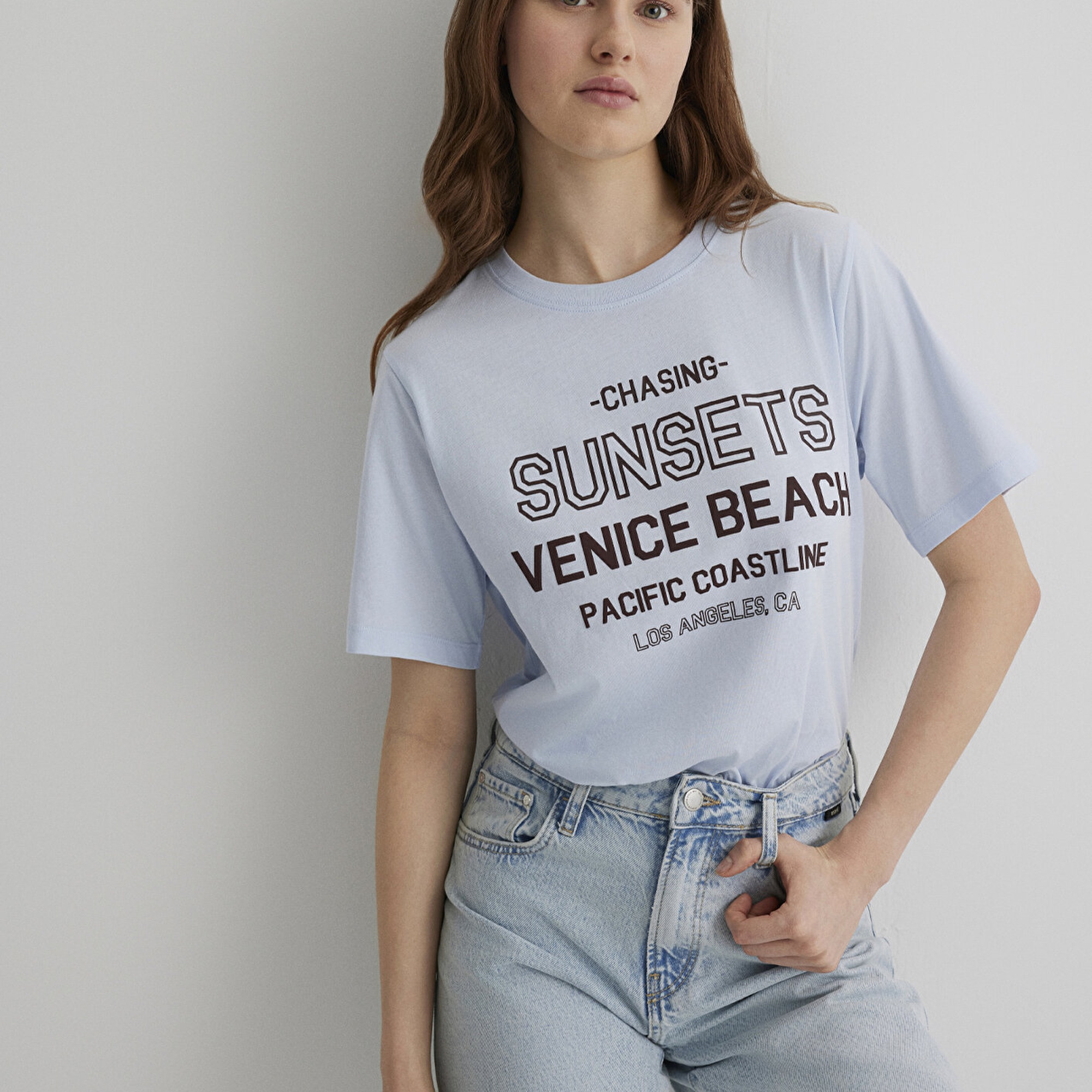 Mavi Baskılı Mavi Tişört Regular Fit / Normal Kesim 1613182-89201