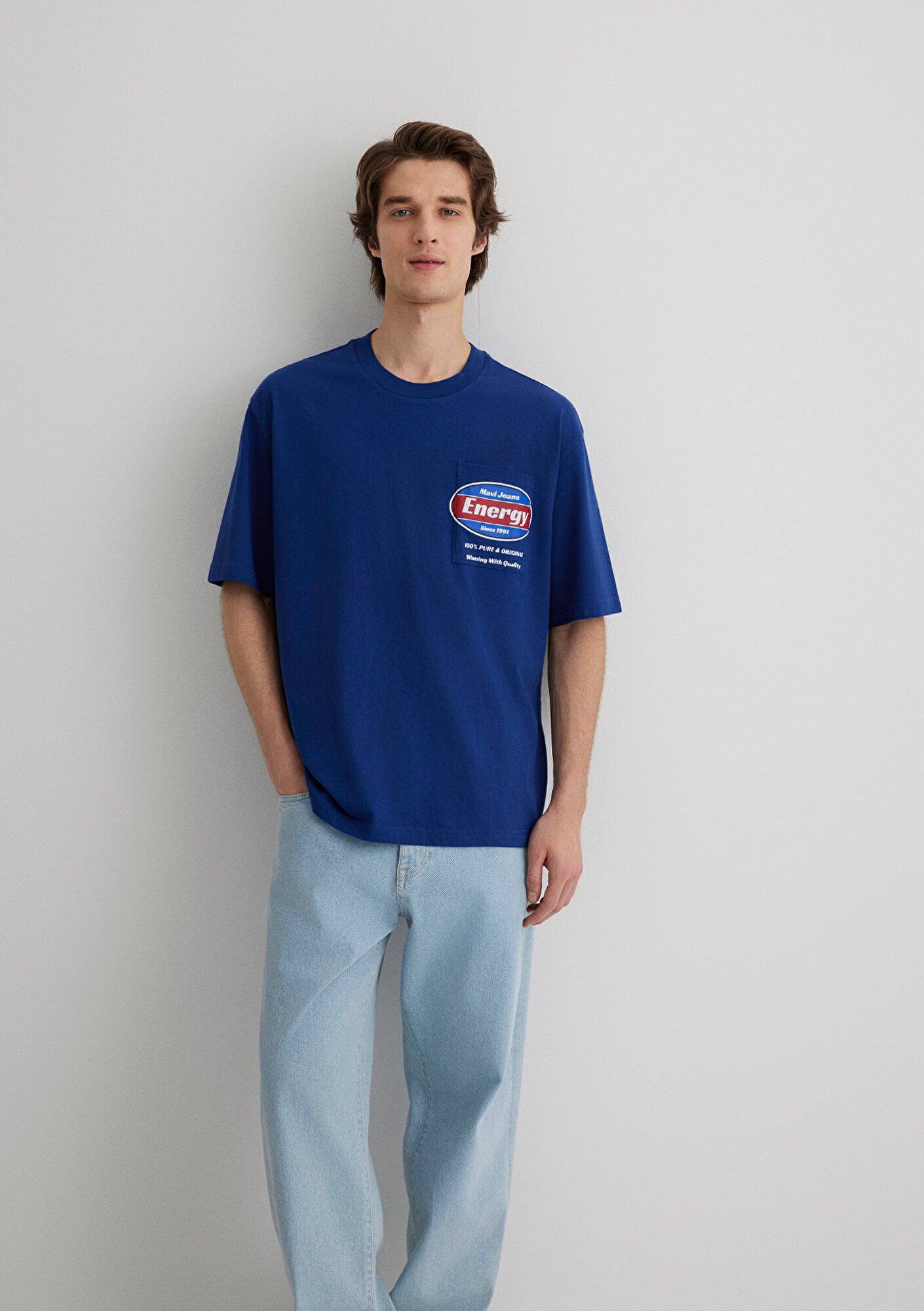  Mavi Baskılı Mavi Tişört Relaxed Fit / Rahat Kesim 0612607-70722