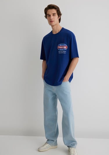  Mavi Baskılı Mavi Tişört Relaxed Fit / Rahat Kesim 0612607-70722