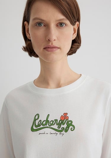  Mavi Kedi Baskılı Ekru Tişört Regular Fit / Normal Kesim 1613166-70057