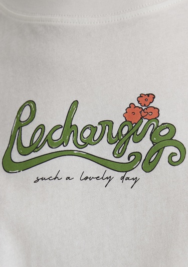  Mavi Kedi Baskılı Ekru Tişört Regular Fit / Normal Kesim 1613166-70057