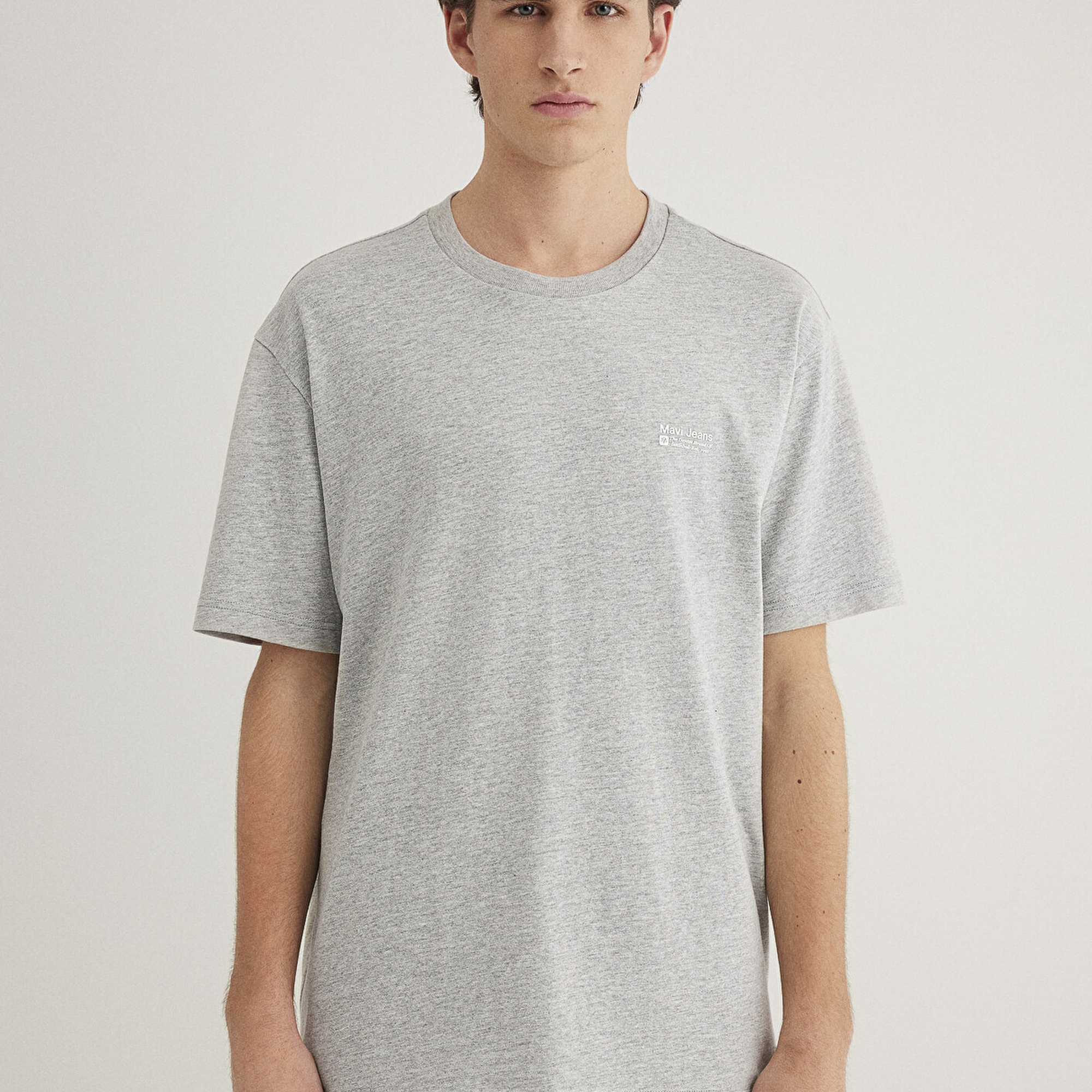 Mavi Mavi Jeans Baskılı Gri Tişört Loose Fit / Bol Rahat Kesim 0612591-80018