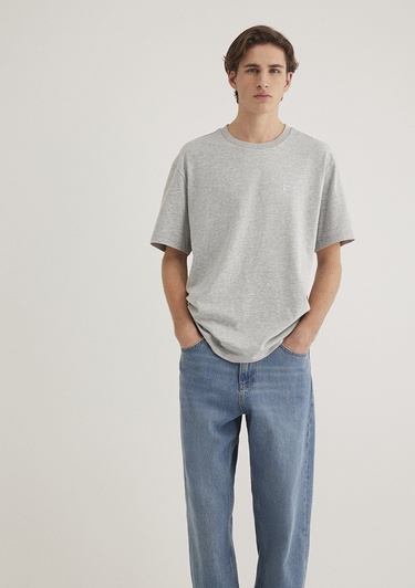  Mavi Mavi Jeans Baskılı Gri Tişört Loose Fit / Bol Rahat Kesim 0612591-80018
