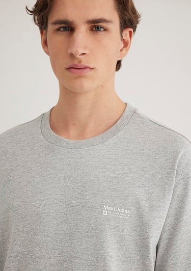  Mavi Mavi Jeans Baskılı Gri Tişört Loose Fit / Bol Rahat Kesim 0612591-80018